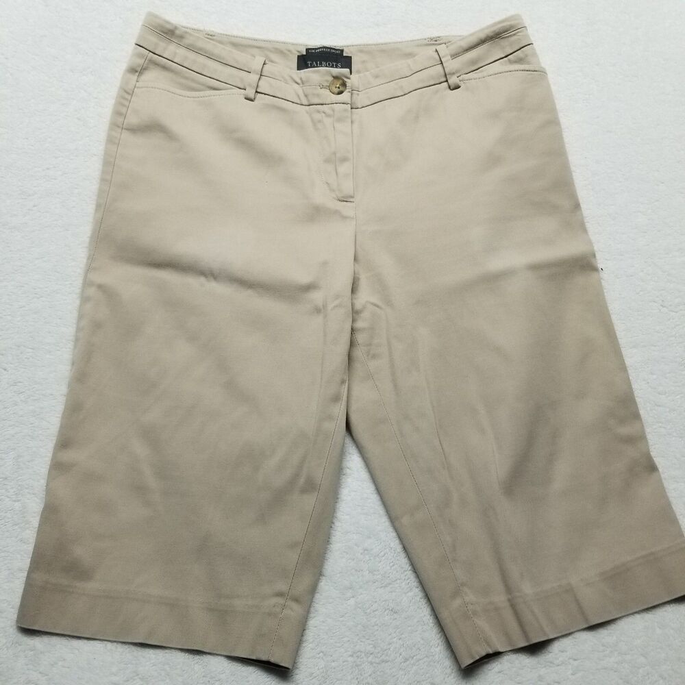 TALBOTS 32 (4) Shorts The Perfect Short Beige Bermuda 12.5in Classic Preppy